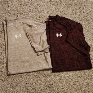Under Armour Men's Short Sleeve Tees - Beige and Dark Red